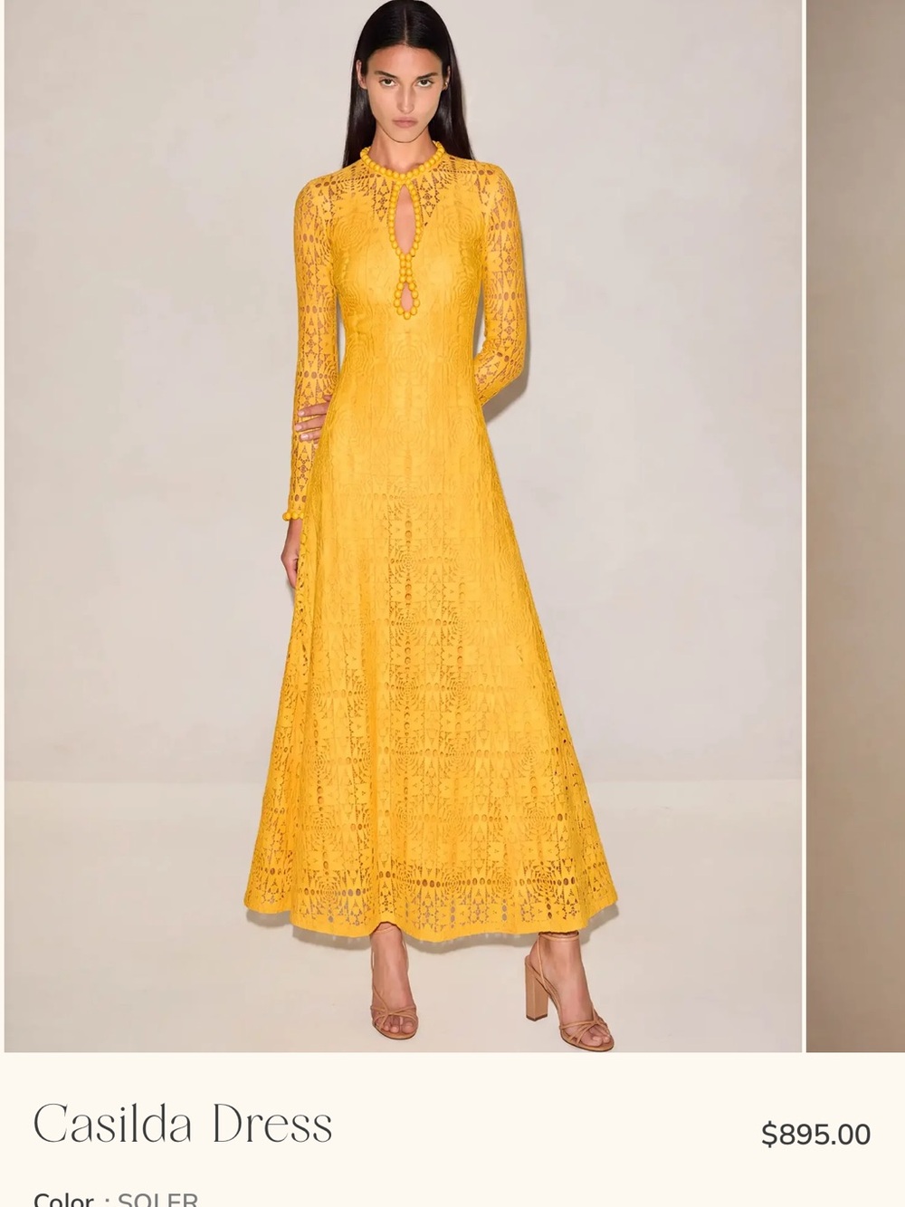 Alexis Yellow Lace Maxi Dress Xs